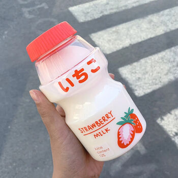 Kawaii Yogurt Style Water Bottle With Carry Strap, 7 of 11