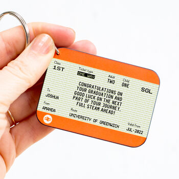 Personalised Train Ticket Graduation Keyring, 2 of 3