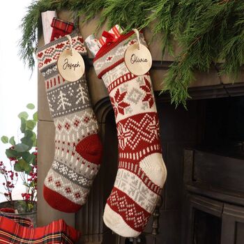 Personalised Chunky Knit Fair Isle Christmas Stocking, 4 of 5