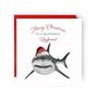 Merry Christmas To A Wonderful Boyfriend Festive Shark Christmas Card, thumbnail 1 of 4