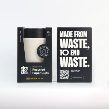 Circular And Co Coffee Cup Made From Paper Cups 8oz Chalk And Black, 2 of 8