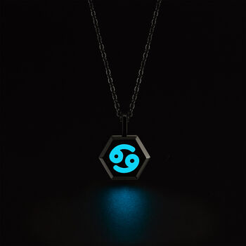 Zodiac Silver Glowing Pendant Necklace With Uv Keyring Torch, 7 of 12