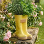 Personalised Set Of Two Yellow Welly Boots Planters Gift, thumbnail 3 of 8
