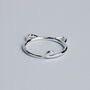 Sterling Silver Minimalist Cat Adjustable Ring, thumbnail 3 of 6