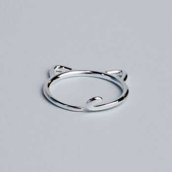 Sterling Silver Minimalist Cat Adjustable Ring, 3 of 6