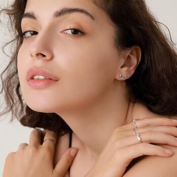 Mismatched Wolf And Moon Screw Back Earrings In Sterling Silver, 2 of 12