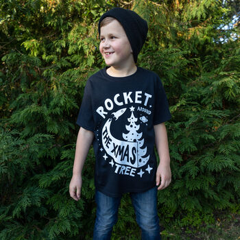 Rocket Around The Xmas Tree Boys' Christmas T Shirt, 4 of 4