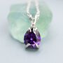 Sterling Silver Amethyst Purple Pear Cut Cz Necklace, thumbnail 6 of 12