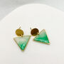 Geometric Green Minimalist Stud Drop Earrings, thumbnail 6 of 11