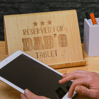 Personalised Bamboo Tablet Stand, Engraved With Name, 2 of 5