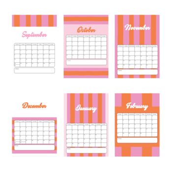 Academic Striped Calendar In Pink, 3 of 4