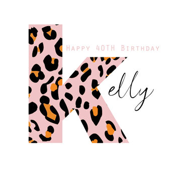 Happy Birthday Initial Leopard Print Greeting Card, 11 of 12