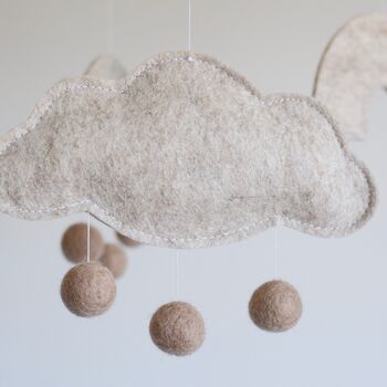 Cloud And Rainbow Baby Mobile, Natural Beige, 7 of 8