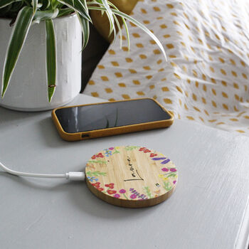 Personalised Bamboo Wireless Phone Charger For Her, 9 of 11