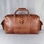 'Drake' Men's Leather Duffle Holdall In Cognac Leather, thumbnail 10 of 10