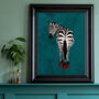 Turquoise Zebra Wearing Heels Original Art Print, thumbnail 1 of 9