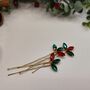 Christmas Red And Green Crystal Hair Pin Set Of Three, thumbnail 2 of 12
