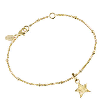 Ridged Star Charm Bracelet In Silver Or Gold Vermeil, 3 of 4