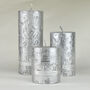G Decor Adeline Silver Metallic Textured Pillar Candle, thumbnail 2 of 6