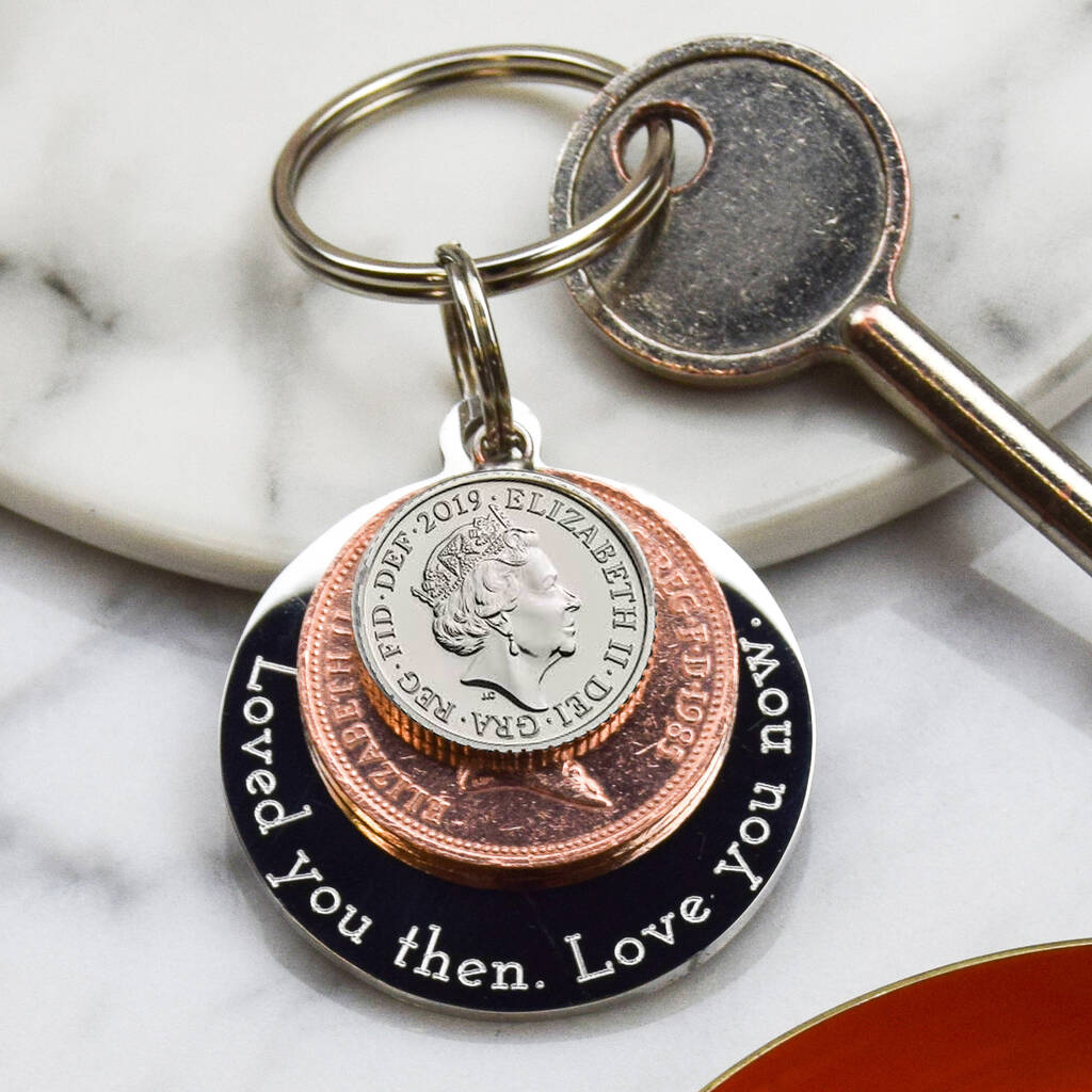 Image of 'Loved You Then Love You Now' Keyring, silver