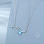 Sterling Silver Blue Opal Wave Pendant Necklace, thumbnail 3 of 12