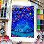 Midnight Cottage Watercolour Print, thumbnail 2 of 6