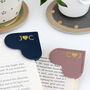 Set Of Two Personalised Leather Heart Corner Bookmarks, thumbnail 1 of 5