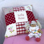 Strawberry And Cream Patchwork Name Cushion, thumbnail 2 of 5
