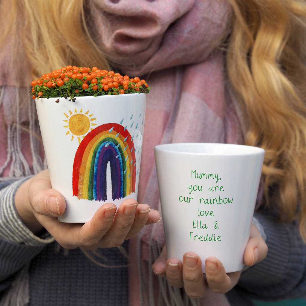 Mother's Day Rainbow Personalised Plant Pot Gift, 1 of 3
