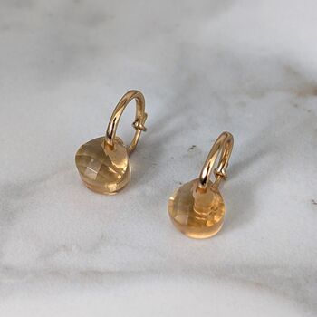 Citrine Teardrop November Birthstone Earrings, Gold, 3 of 6