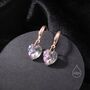 Alexandrite Purple Pink Cz Heart Drop Dangle Earrings, thumbnail 4 of 9