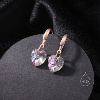 Alexandrite Purple Pink Cz Heart Drop Dangle Earrings, 4 of 9