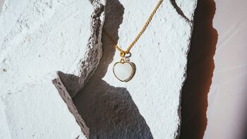 Clear Quartz Heart Pendant Necklace Real 18k Gold Plated Gift, 5 of 5