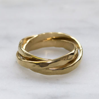 Hammered Gold Plated Silver Russian Wedding Ring, 4 of 8