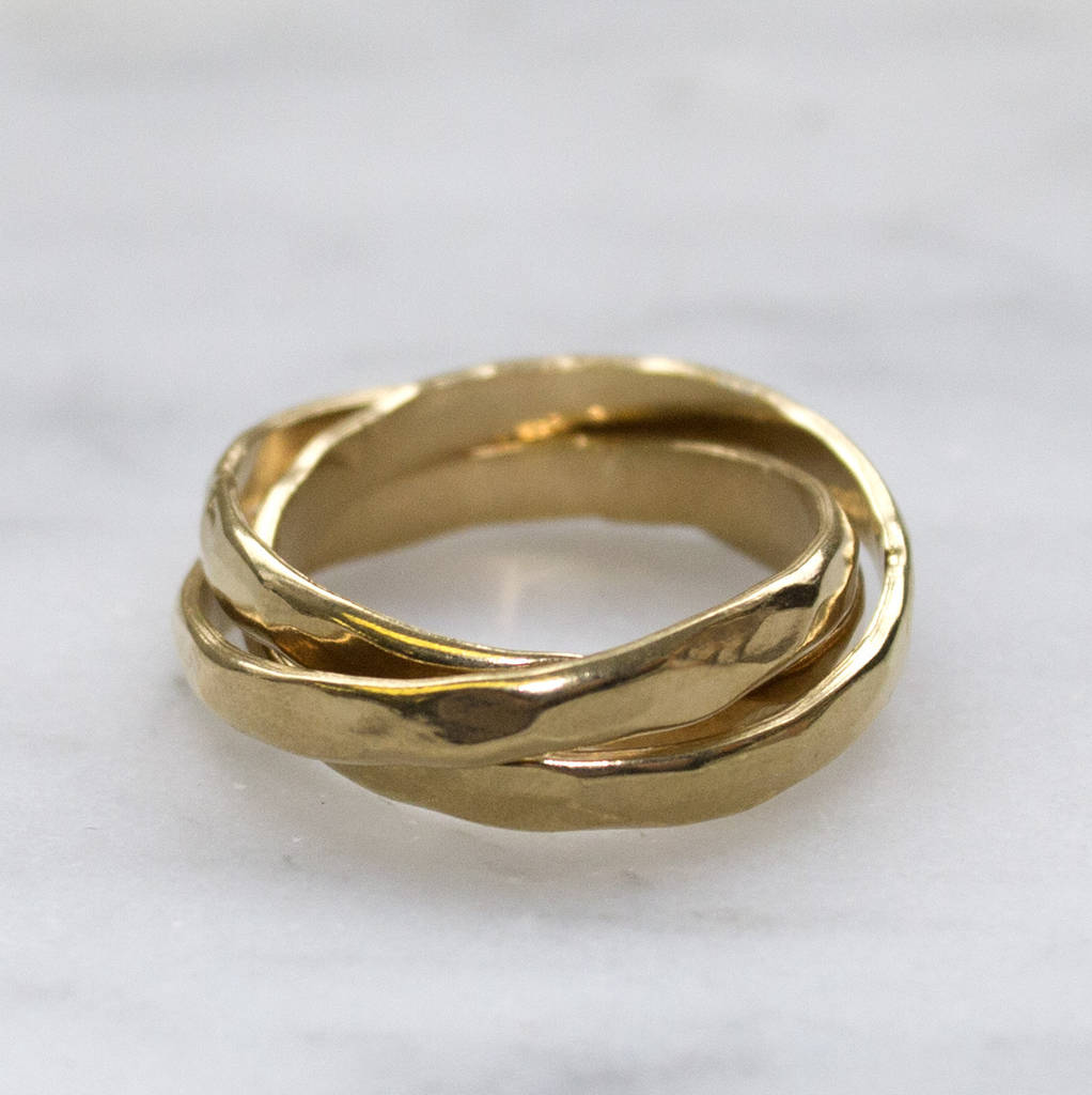 Gold Hammered Russian Wedding Ring, 1 of 5