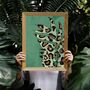 Green Leopard Print Animal Leaf Wall Art Print, thumbnail 1 of 4