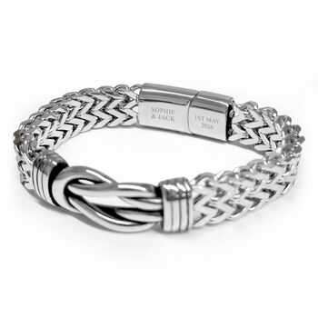 Personalised Men's Woven Steel Infinity Knot Bracelet, 2 of 4