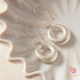 Matt Solid Silver Circle Hoop Drop Earrings, thumbnail 8 of 9