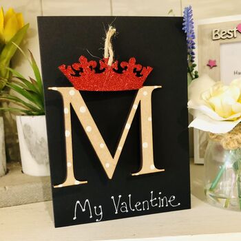 Personalised Valentines Wooden Letter Card Queen Crown, 7 of 7