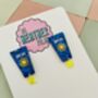 Sun Cream Glitter Resin Earrings / Summer Holiday Jewellery Beach Bag Aesthetic Gift / Summer Accessory Fun Beach Jewellery / Handmade Summer Sparkle, thumbnail 3 of 3