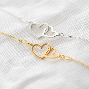 21st Birthday Bracelet For Her, Two Hearts Bracelet, Sterling Silver Personalised Gift, 7 of 8