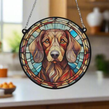 Dachshund Red Stained Glass Effect Suncatcher, 5 of 5