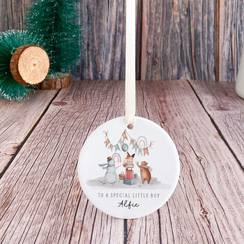 Personalised Christmas Ceramic Ornament For Little Boy, 6 of 7