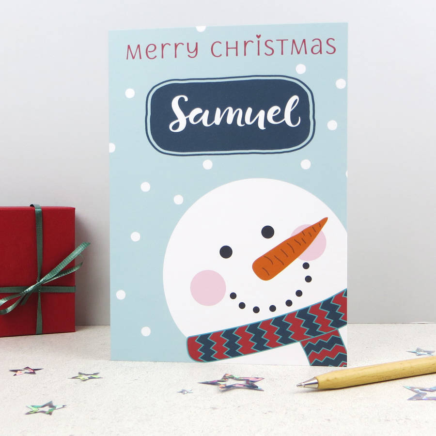 Cute Xmas Snowman Personalised Christmas Card, 1 of 3