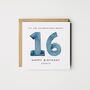 Personalised 16th Birthday Card *Age/Colour Options, thumbnail 1 of 4