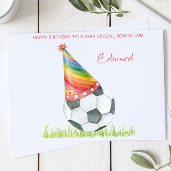 Personalised Son In Law Football Birthday Card, 2 of 2