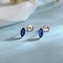 Sterling Silver Marquise Sapphire Blue Stud Earrings, thumbnail 1 of 11