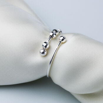 Sterling Silver Sliding Bead Adjustable Ring, 4 of 6