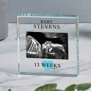 Personalised Baby Scan Glass Token For New Parents, 3 of 5