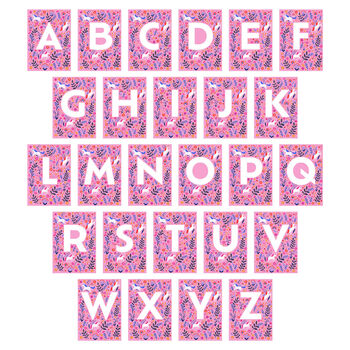 Personalised Unicorn Name Print, Girls A Z Alphabet Art, 12 of 12